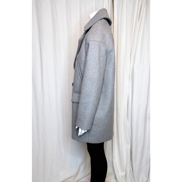 SURFACE TO AIR "Maple" Wool Grey Cocoon Oversized Pea Coat EU 36 - Picture 4 of 12